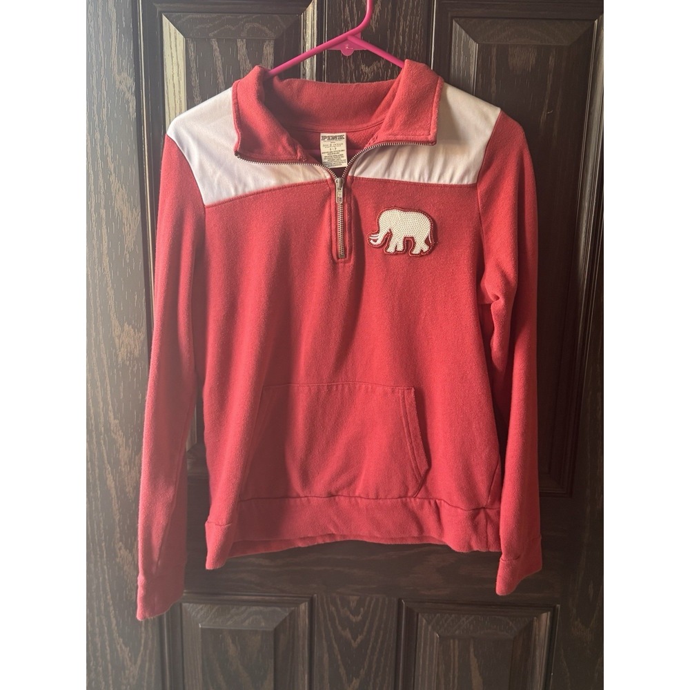 PINK Victoria's Secret Alabama Crimson Tide Sequin Quarter Zip Sweatshirt Red S